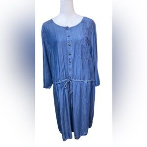 Cupio Plus Size Chambray Denim Button-Down Dress